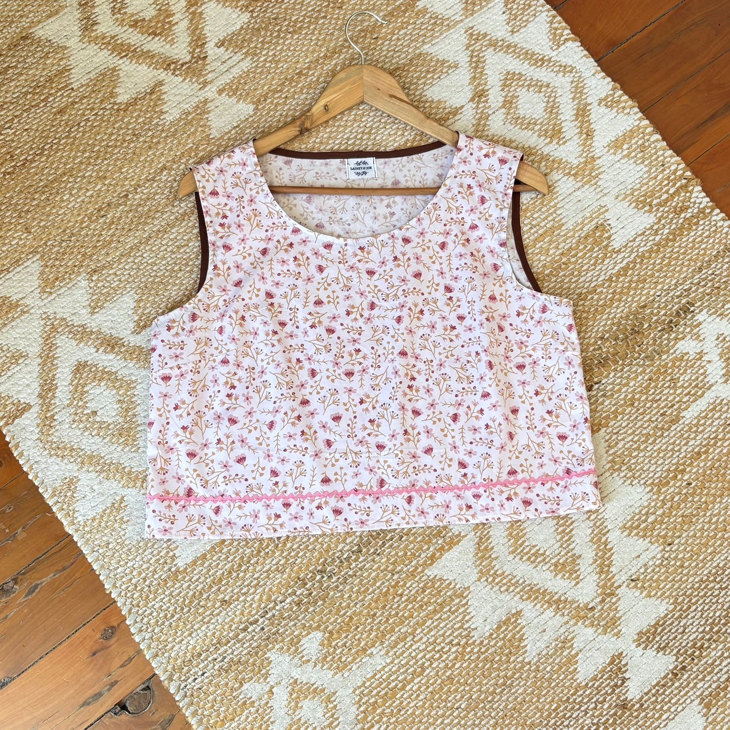 One of a Kind Ric Rac Tank Top - Cream Floral - Size 10