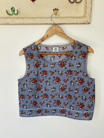 One of a Kind Ric Rac Tank Top - Floral Blue - Size 10
