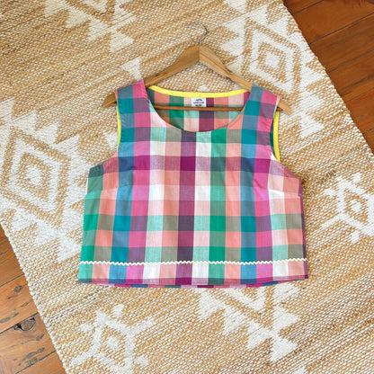 One of a Kind Ric Rac Tank Top - Rainbow Gingham - Size 10