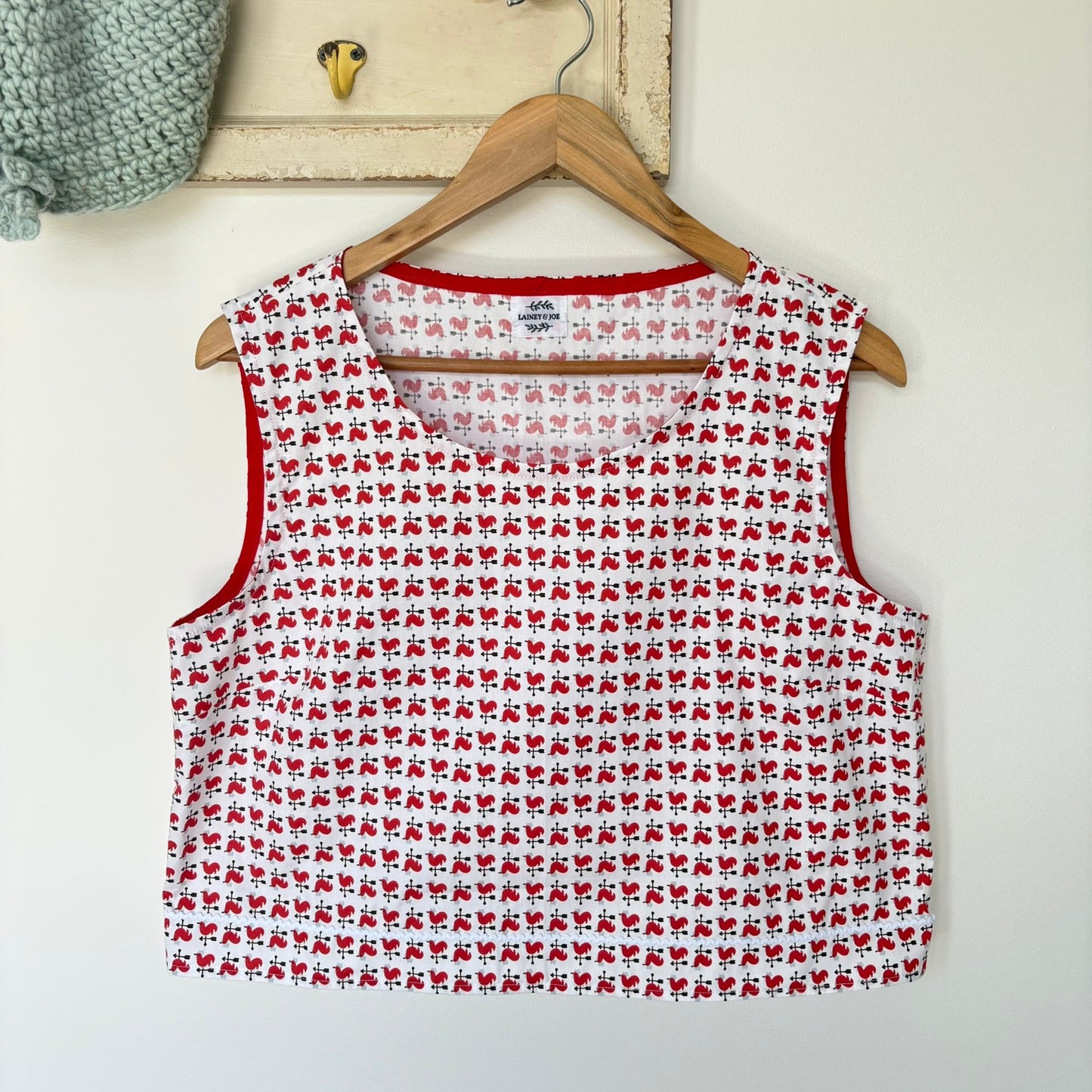 One of a Kind Ric Rac Tank Top - Red Rooster Weathervane - Size 12
