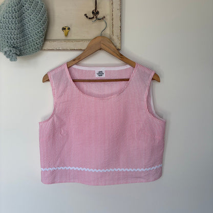 One of a Kind Ric Rac Tank Top - Pink Seersucker Stripe - Size 12