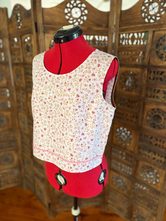 One of a Kind Ric Rac Tank Top - Cream Floral - Size 10