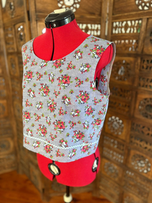 One of a Kind Ric Rac Tank Top - Floral Blue - Size 10