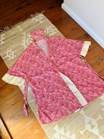 Luxe Robe and Sleep Mask - Pink Paisley