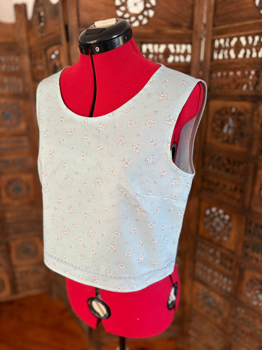 One of a Kind Ric Rac Tank Top - Liberty Print Aqua - Size 8