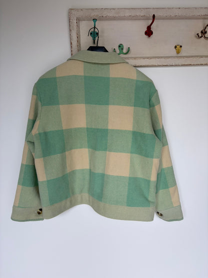 One of a Kind Stevie Jacket – Green & Cream Check – Size 16-18