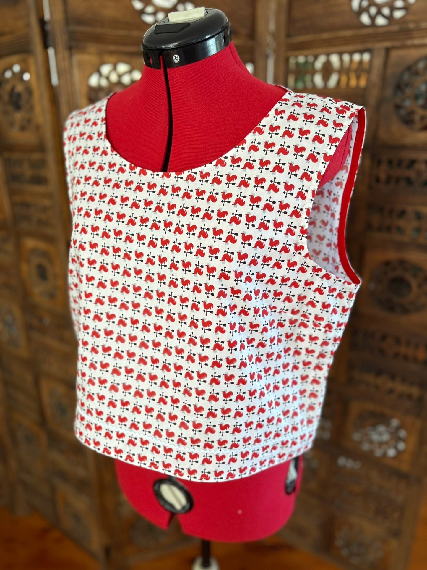 One of a Kind Ric Rac Tank Top - Red Rooster Weathervane - Size 12